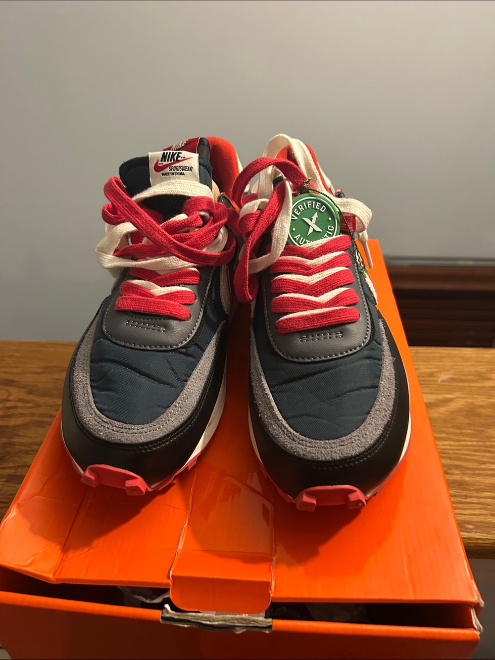 Nike Navy, Gray and Red Retro Runner Sneakers